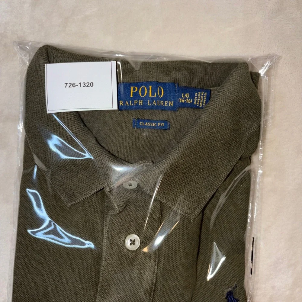 Polo Ralph Lauren Kids Large 14-16 Olive Green Classic Fit Short Sleeve Polo
